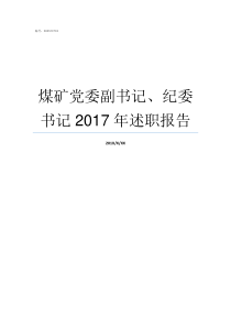 煤矿党委副书记纪委书记2017年述职报告镇党委副书记能升书记么