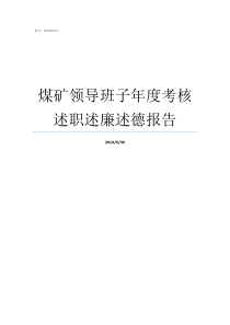 煤矿领导班子年度考核述职述廉述德报告领导班子年度考核评价