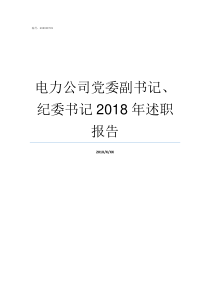 电力公司党委副书记纪委书记2018年述职报告