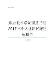 职业技术学院团委书记2017年个人述职述廉述德报告河南职业技术学院