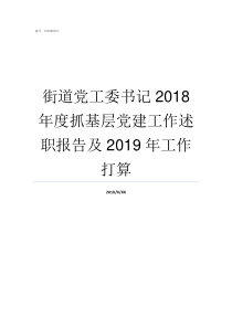 街道党工委书记2018年度抓基层党建工作述职报告及2019年工作打算