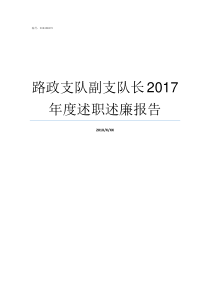 路政支队副支队长2017年度述职述廉报告