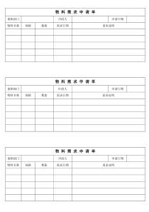 物料需求申请单