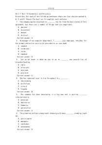 新视野第三版第三册期末测试词汇与语法题库Vocabulary-and-Structure