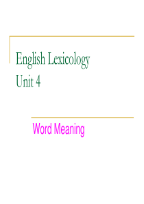 英语词汇学 Unit 04 Word meaning