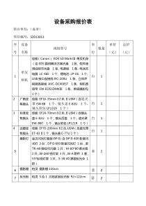 设备采购报价表