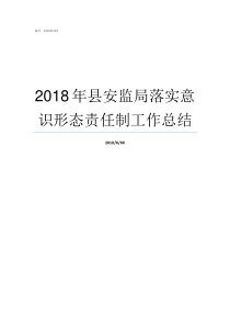 2018年县安监局落实意识形态责任制工作总结安监局制服2018