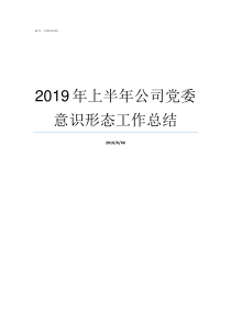 2019年上半年公司党委意识形态工作总结2019年上半年全国