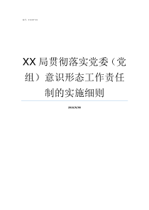 XX局贯彻落实党委党组意识形态工作责任制的实施细则