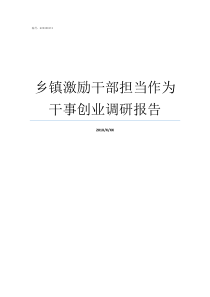 乡镇激励干部担当作为干事创业调研报告