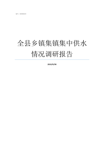 全县乡镇集镇集中供水情况调研报告