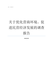 关于优化营商环境促进民营经济发展的调查报告放管服改革优化营商环境