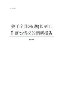 关于全县河湖长制工作落实情况的调研报告