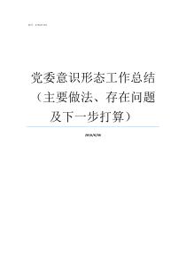 党委意识形态工作总结主要做法存在问题及下一步打算意识形态工作下一步计划