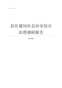 县住建局社会治安综合治理调研报告县住建局好吗