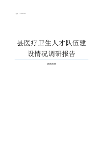 县医疗卫生人才队伍建设情况调研报告