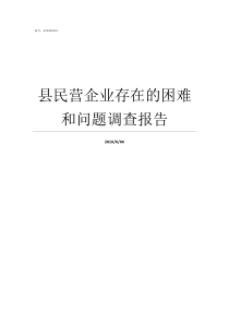 县民营企业存在的困难和问题调查报告民营企业存在哪些困难