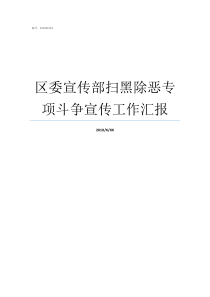 区委宣传部扫黑除恶专项斗争宣传工作汇报扫黑除恶专报