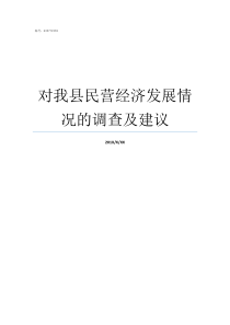 对我县民营经济发展情况的调查及建议民营经济如何发展