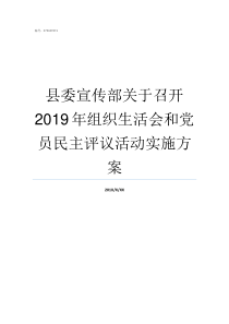 县委宣传部关于召开2019年组织生活会和党员民主评议活动实施方案县委宣传部