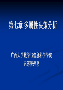 第七章多属性决策分析