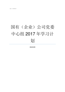 国有企业公司党委中心组2017年学习计划