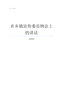 在乡镇宣传委员例会上的讲话乡镇宣传委员职责