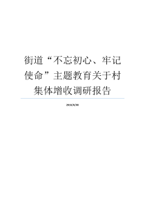 街道不忘初心牢记使命主题教育关于村集体增收调研报告牢记初心不忘使命8个方面