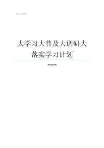 大学习大普及大调研大落实学习计划