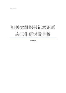 机关党组织书记意识形态工作研讨发言稿党组织书记