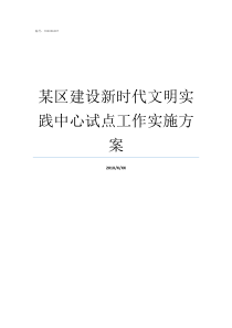 某区建设新时代文明实践中心试点工作实施方案新时代新文明实践