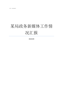 某局政务新媒体工作情况汇报政务新媒体