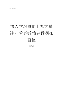 深入学习贯彻十九大精神nbsp把党的政治建设摆在首位