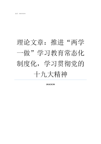 理论文章推进两学一做学习教育常态化制度化学习贯彻党的十九大精神