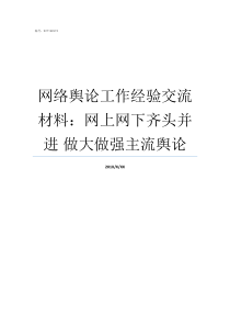 网络舆论工作经验交流材料网上网下齐头并进nbsp做大做强主流舆论网络舆论的四个特点