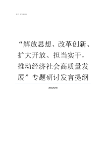 解放思想改革创新扩大开放担当实干推动经济社会高质量发展专题研讨发言提纲解放思想改革创新扩大开放