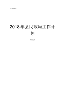 2018年县民政局工作计划