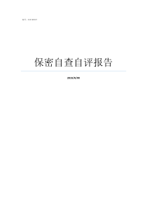 保密自查自评报告保密自查自评备案报告