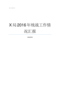 X局2016年统战工作情况汇报