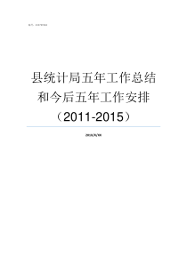 县统计局五年工作总结和今后五年工作安排20112015