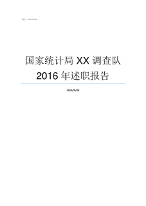 国家统计局XX调查队2016年述职报告