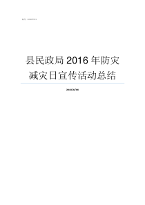 县民政局2016年防灾减灾日宣传活动总结