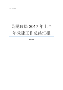 县民政局2017年上半年党建工作总结汇报县民政局