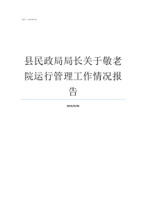 县民政局局长关于敬老院运行管理工作情况报告县民政局局长是谁