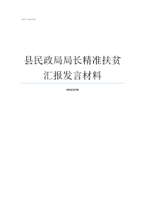 县民政局局长精准扶贫汇报发言材料