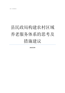 县民政局构建农村区域养老服务体系的思考及措施建议