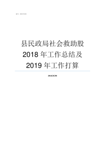 县民政局社会救助股2018年工作总结及2019年工作打算县民政局