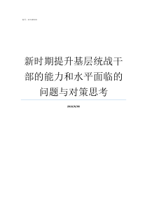 新时期提升基层统战干部的能力和水平面临的问题与对策思考