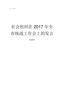 社会组织在2017年全市统战工作会上的发言