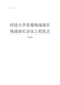 科技大学党委统战部在统战部长会议上的发言